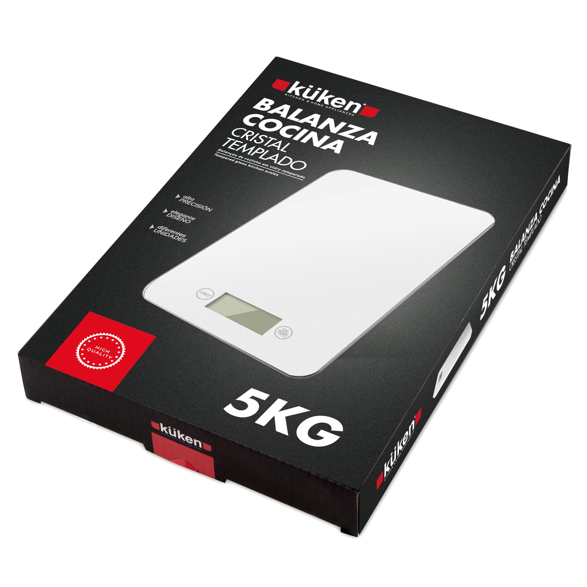 BALANZA COCINA CRISTAL TEMPLADO 5KG KÜKEN - Imagen 2