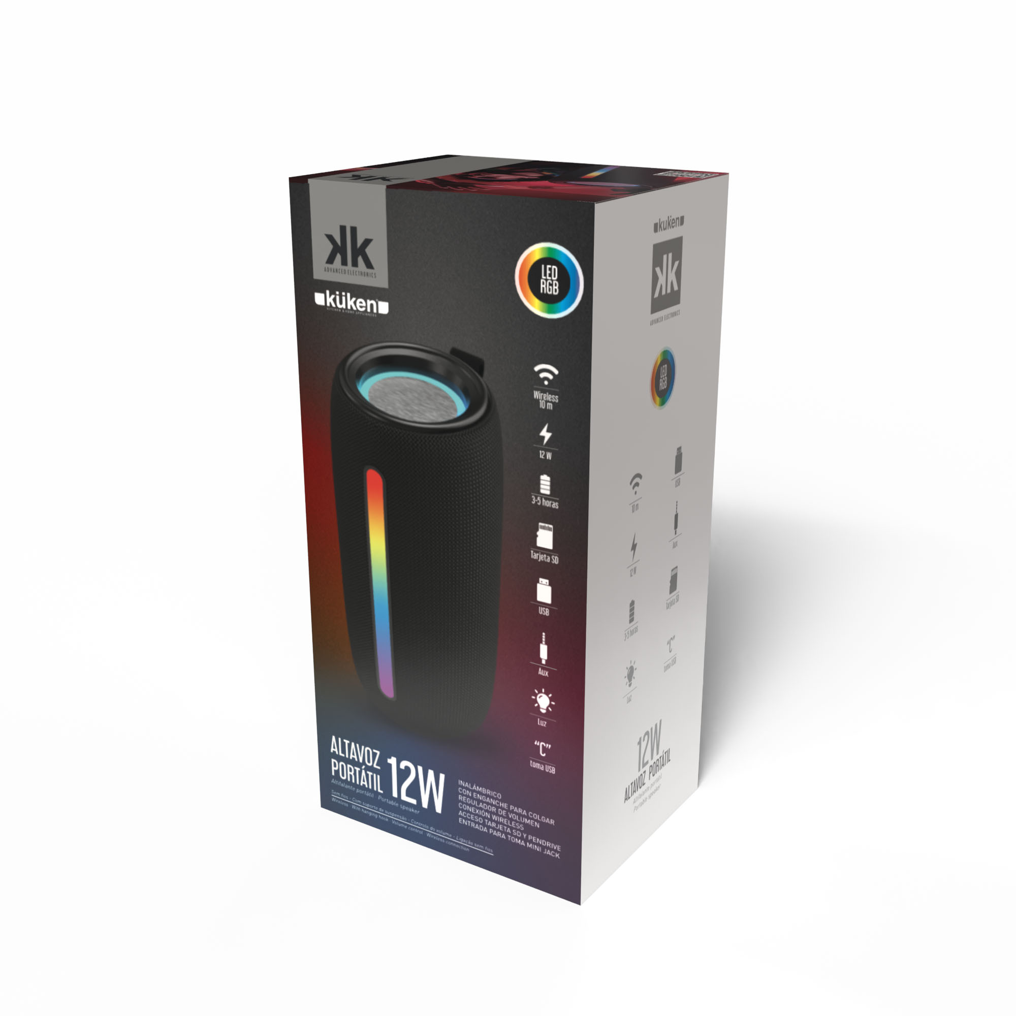 ALTAVOZ PORTÁTIL RGB 1600MAH 12W KÜKEN - Imagen 2