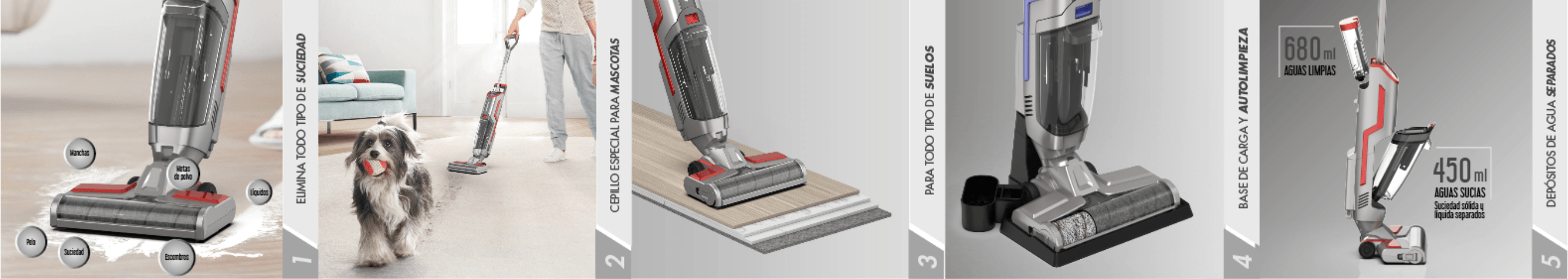 Robot aspirador EASYCLEAN MULTIFUNCION 6000, limpia y aspira a la vez todo tu hogar.